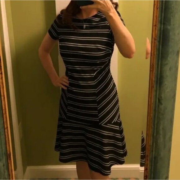 Anthropologie Hutch Eleanor Black & White Striped Shift Dress Size Small Career - Picture 11 of 13
